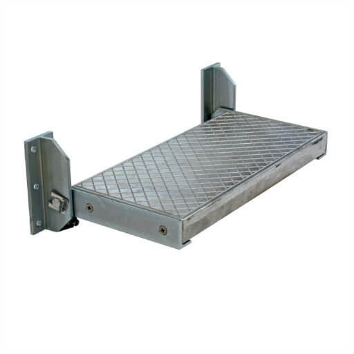 Folding tread. 300mm wide x 140mm deep step. Manufactured from die-cast aluminium