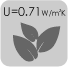 Thermally insulated. U value = 0.71 W/m2K Thermally insulated. U value = 0.71W/m2K