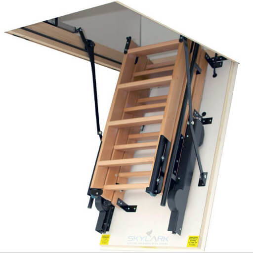 Skylark electric wooden loft ladder. Available from Premier Loft Ladders