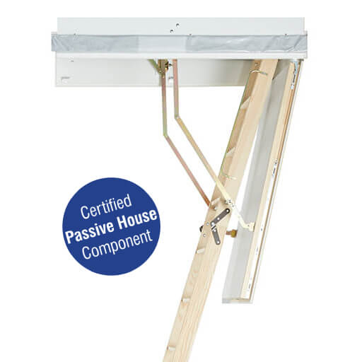 Passive house certified wooden loft ladder. Designo from Premier Loft Ladders Passive house certified wooden loft ladder. Designo from Premier Loft Ladders