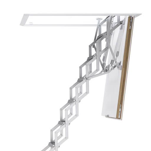 Aluminium concertina loft ladder with insulated hatch box. The Ecco loft ladder.