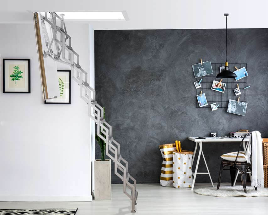 Ecco retractable loft ladder from Premier Loft Ladders. Insulated and airtight hatch makes it ideal for use in a bedroom or study Ecco retractable loft ladder from Premier Loft Ladders. Insulated and airtight hatch makes it ideal for use in a bedroom or study