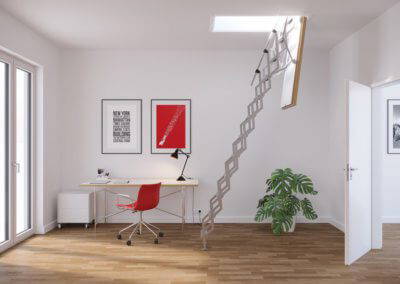 MiniLine fire rated loft ladder. Space saving retractable loft ladder. Premier Loft Ladders