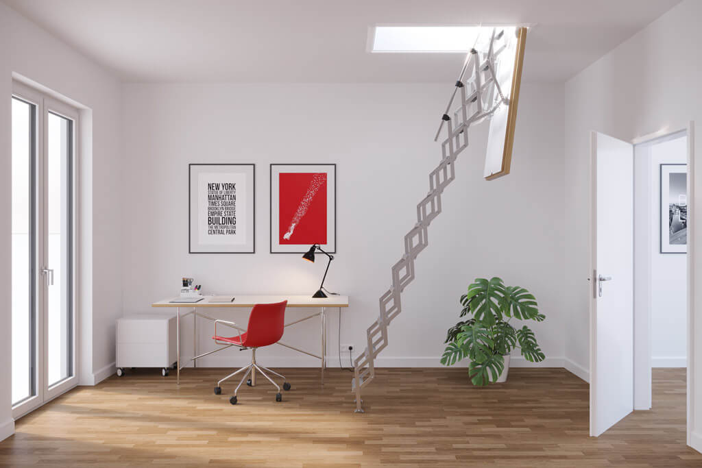 MiniLine fire rated loft ladder. Space saving retractable loft ladder. Premier Loft Ladders MiniLine fire rated loft ladder. Space saving retractable loft ladder. Premier Loft Ladders