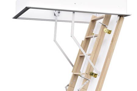 Wooden, fire resistant, flat roof access ladder