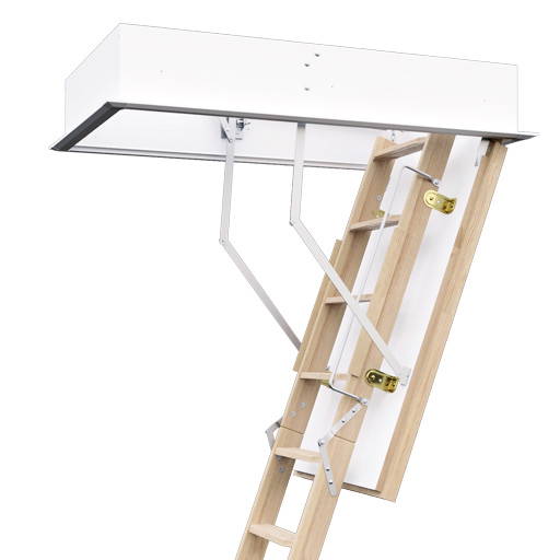 Fire resistant wooden loft ladder with insulated hatch. ProfiLine from Premier Loft Ladders Fire resistant wooden loft ladder with insulated hatch. ProfiLine from Premier Loft Ladders