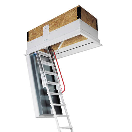 Isotec 200 fire rated loft ladder with superb thermal insulation & airtight seal. High strength steel folding ladder. Isotec 200 fire rated loft ladder with superb thermal insulation & airtight seal. High strength steel folding ladder.