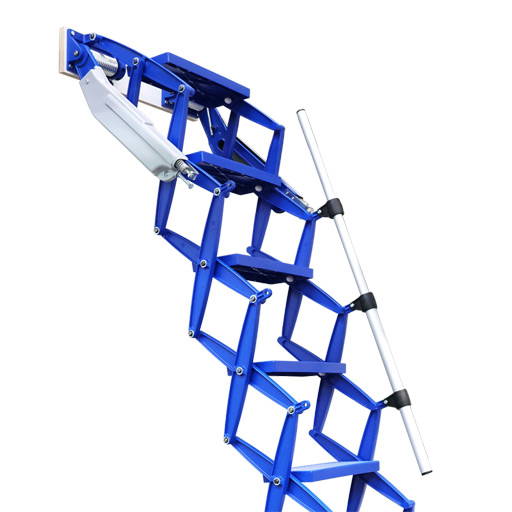 Elite retractable ladder in RAL 5005 'Signal Blue' powder coat finish